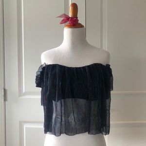 UO off the shoulder shimmery top